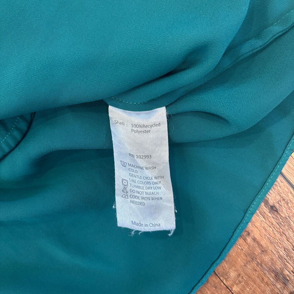 Adam Lippes Collective Green Mock Neck Satin Dress Women's Size 8 Button Luxury - Picture 7 of 9